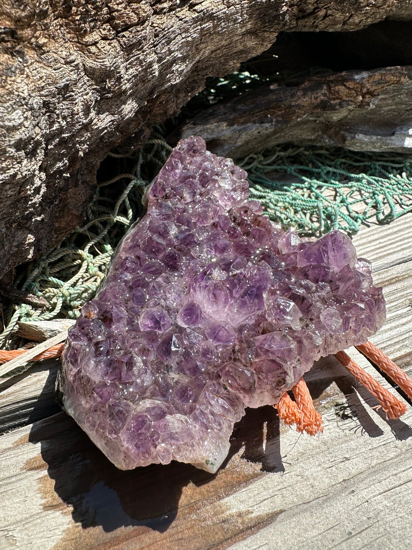 Natural Amethyst Cluster Crystal – Raw Purple Quartz Geode (4.7x3.5x1.8")
