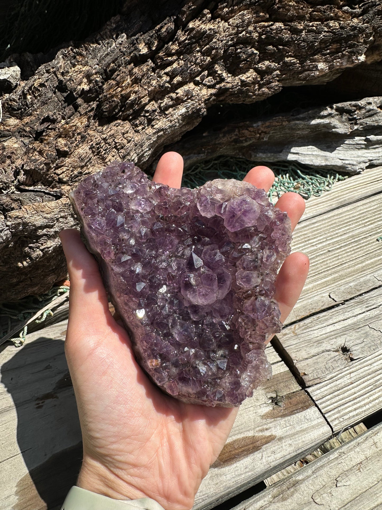 Natural Amethyst Cluster Crystal – Raw Purple Quartz Geode (4.7x3.5x1.8")