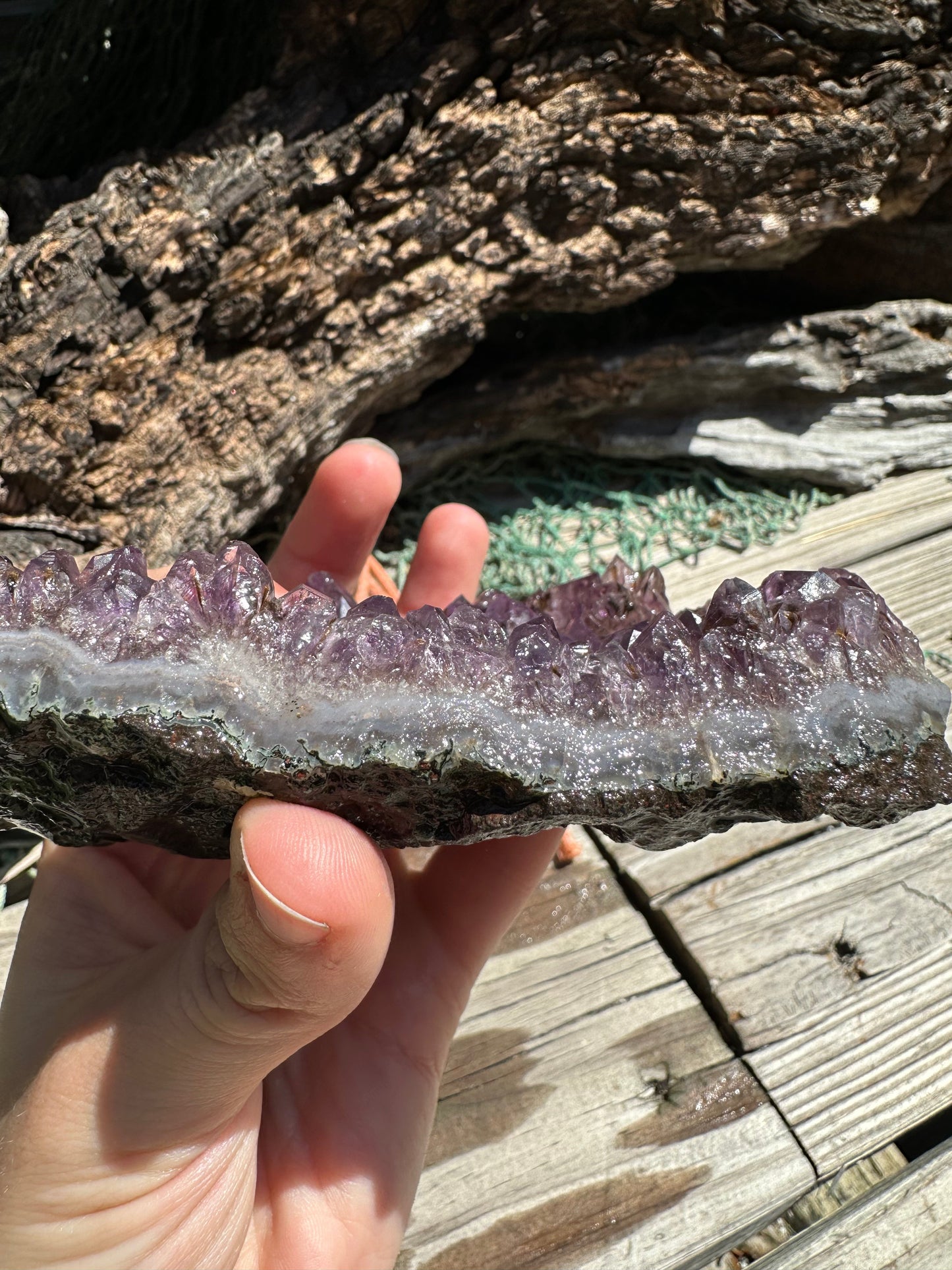 Natural Amethyst Cluster Crystal – Raw Purple Quartz Geode (4.7x3.5x1.8")