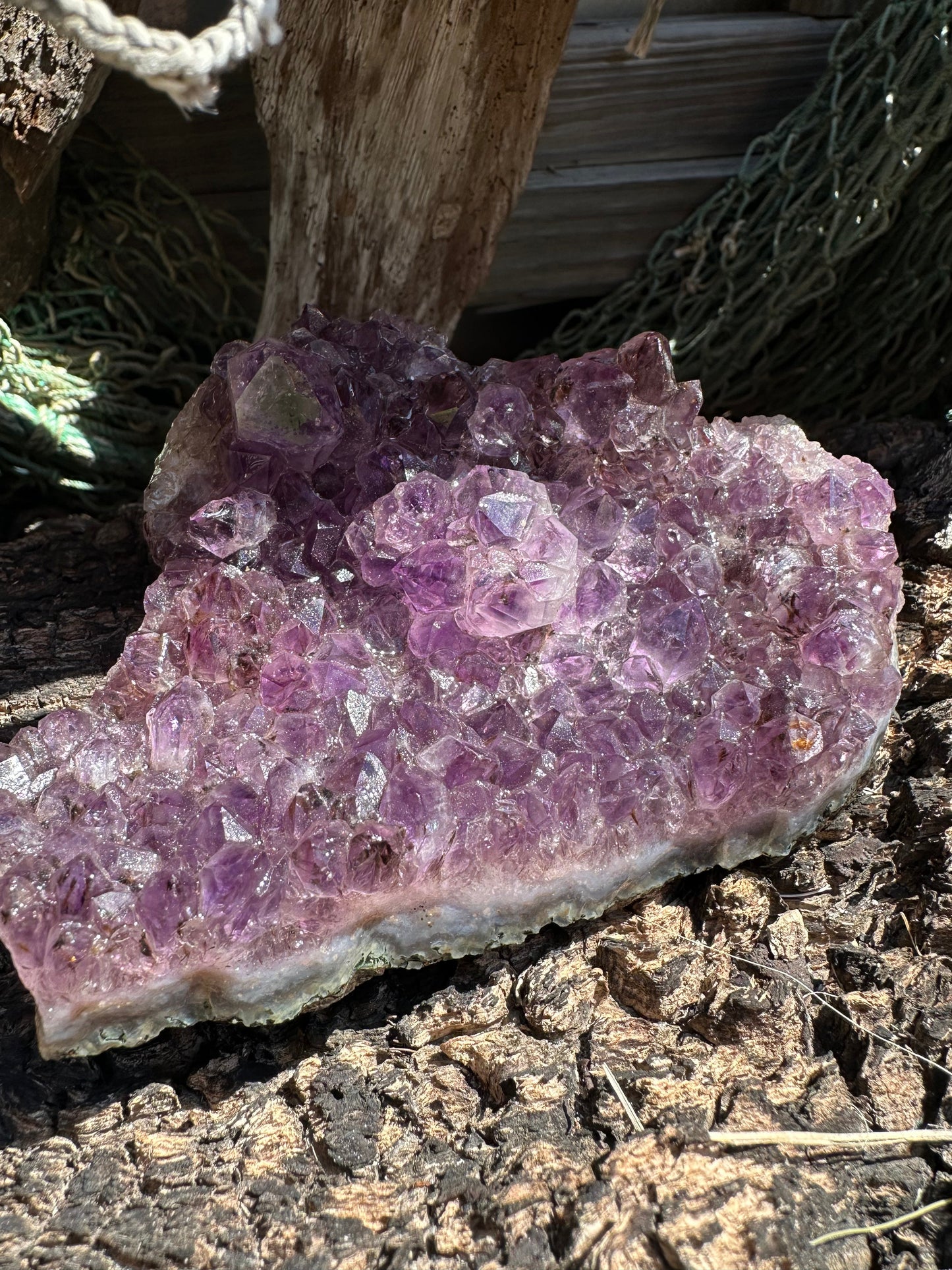 Natural Amethyst Cluster Crystal – Raw Purple Quartz Geode (4.7x3.5x1.8")