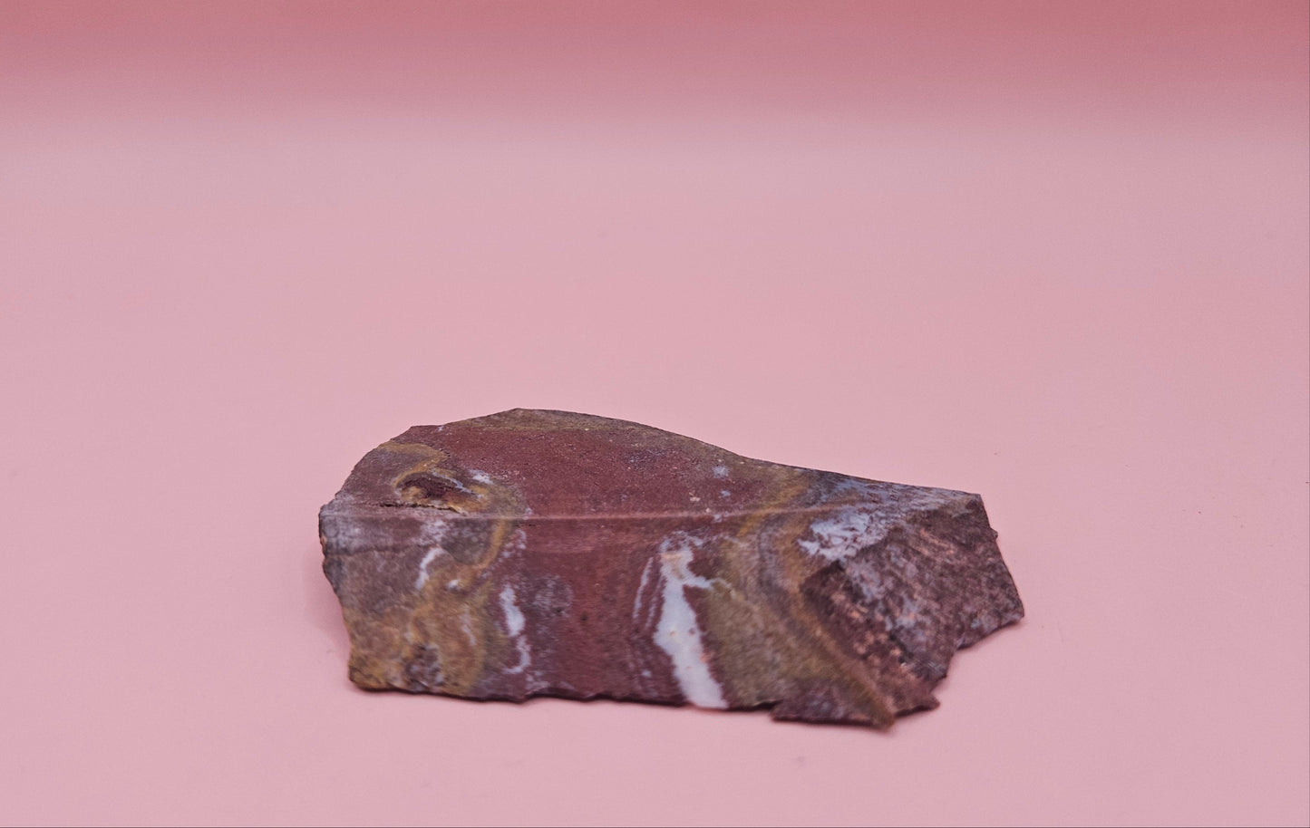 32 gram Hatch NM rhyolite slab with deep red, golden yellow, and gray flow banding – polished volcanic stone for display or lapidary use