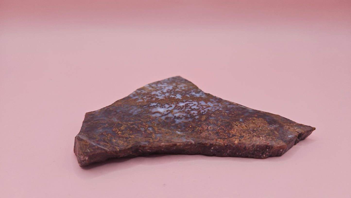 60g Hatch New Mexico rhyolite slab with golden brown and lavender dendritic patterns and natural volcanic textures – perfect for cabbing, display, or artisan use