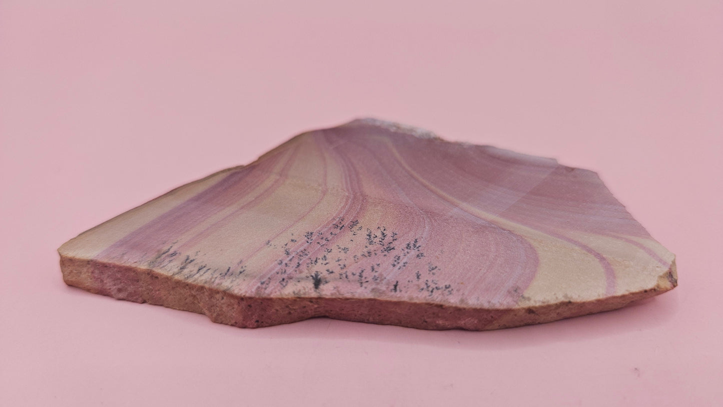 32 gram Hatch NM rhyolite slab with deep red, golden yellow, and gray flow banding – volcanic stone for display or lapidary use