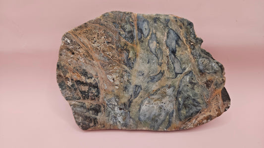 Polished Rainforest Jasper slab 193 grams – swirling green, brown, and gray stone with earthy patterns and high-gloss finish.