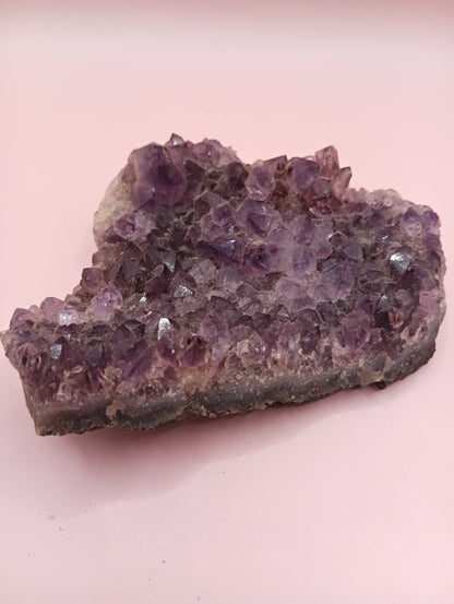 Natural Amethyst Cluster with Purple Quartz Points on Matrix – 4.7x3.5"