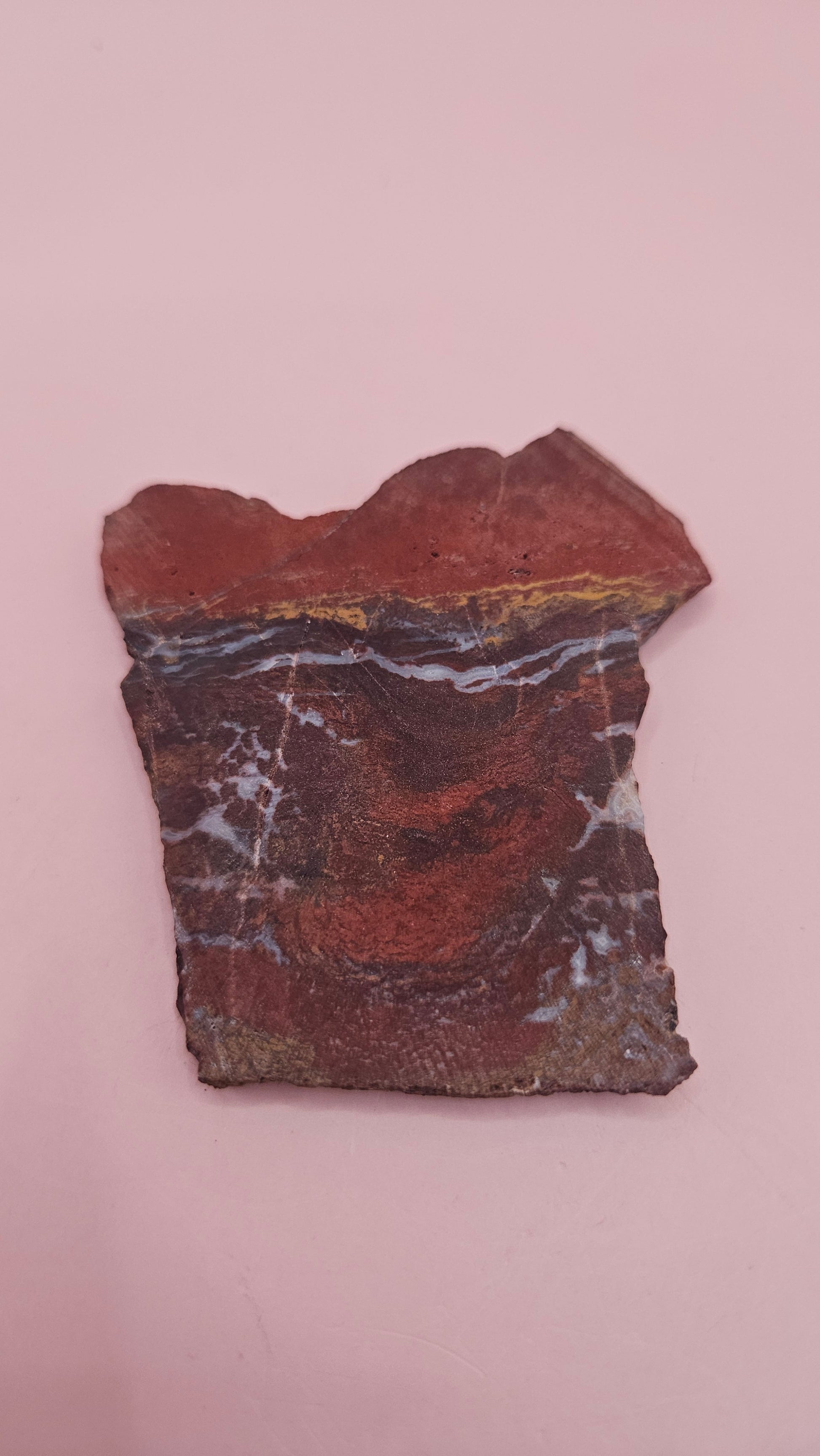 Noreena Jasper 38g slab with red, yellow, and gray banding – Australian jasper stone