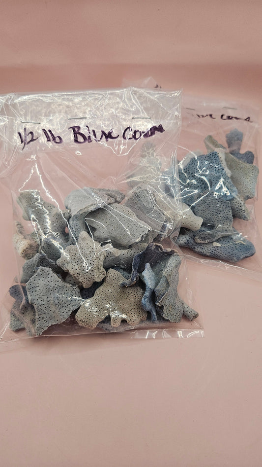 Bulk Blue Coral Crafting Pieces – 1/2 lb or 1 lb Bag – Vintage Coral for DIY Décor
