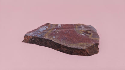 32 gram Hatch NM rhyolite slab with deep red, golden yellow, and gray flow banding – polished volcanic stone for display or lapidary use