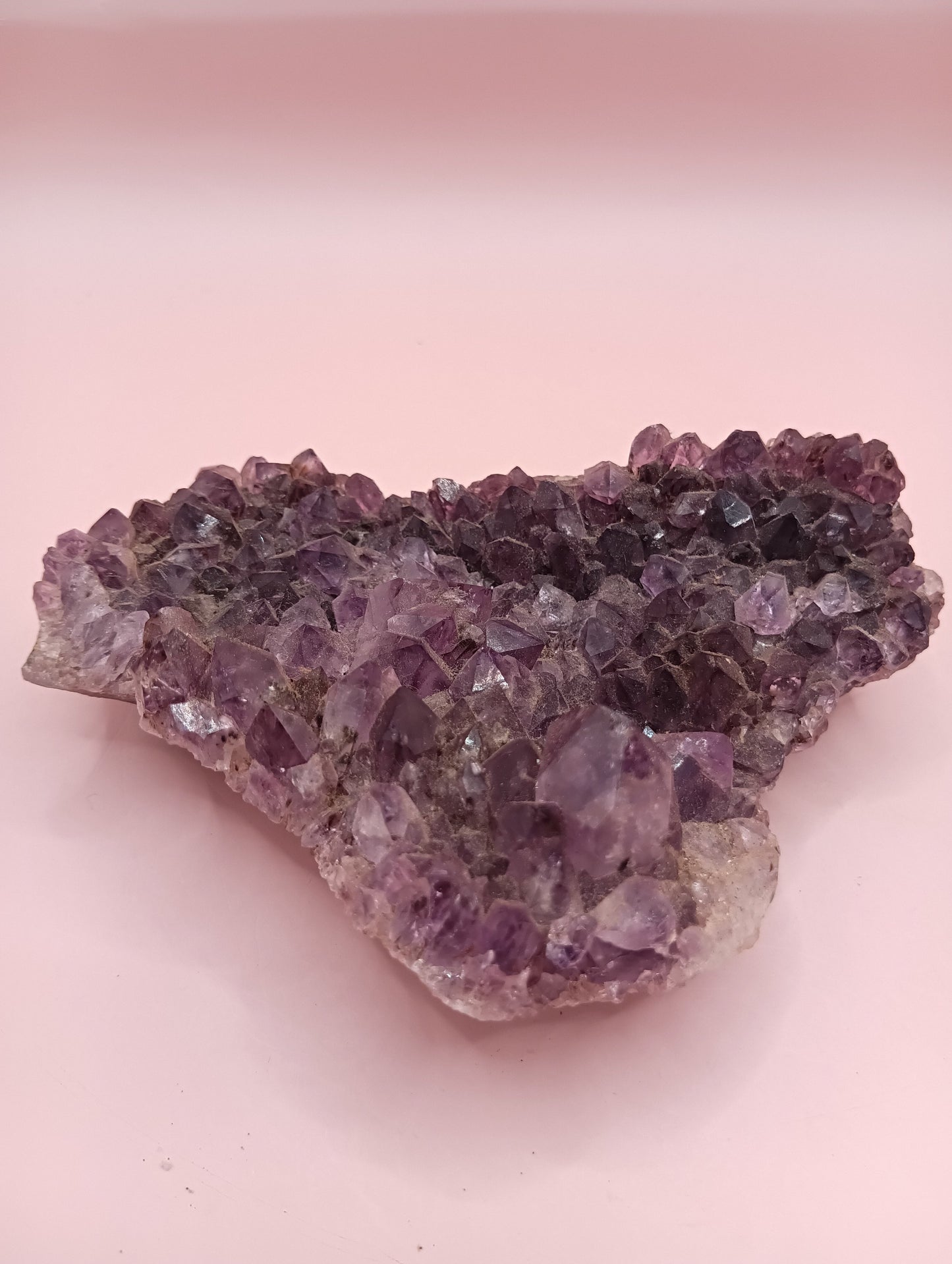 Natural Amethyst Cluster with Purple Quartz Points on Matrix – 4.7x3.5"