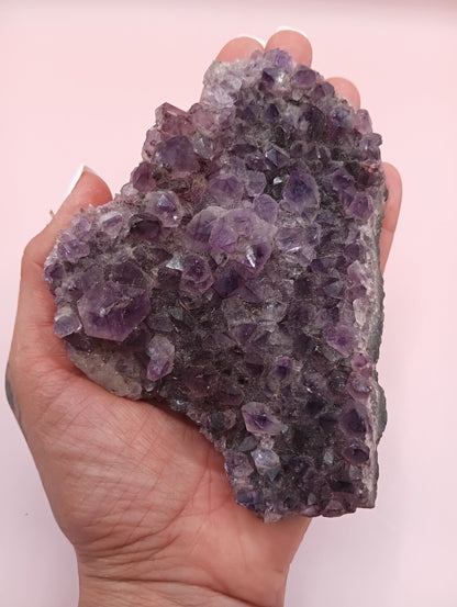 Natural Amethyst Cluster with Purple Quartz Points on Matrix – 4.7x3.5"