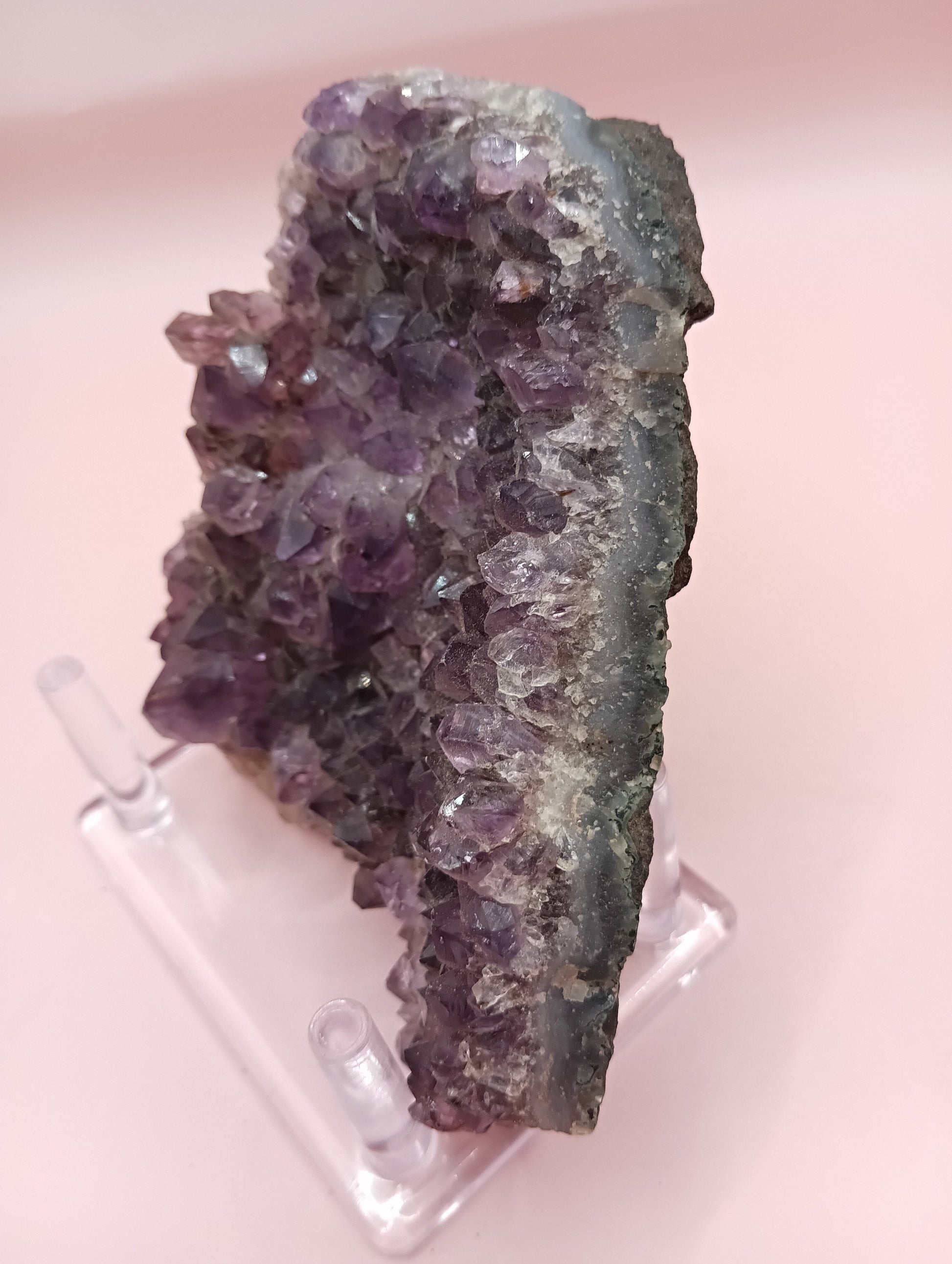 Natural Amethyst Cluster with Purple Quartz Points on Matrix – 4.7x3.5"