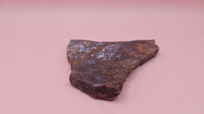 60g Hatch New Mexico rhyolite slab with golden brown and lavender dendritic patterns and natural volcanic textures – perfect for cabbing, display, or artisan use