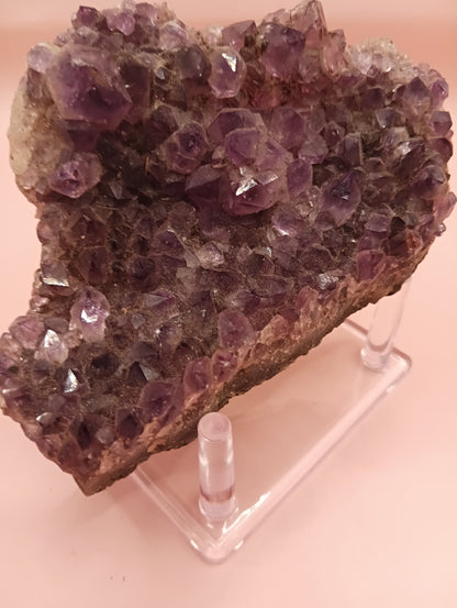 Natural Amethyst Cluster with Purple Quartz Points on Matrix – 4.7x3.5"