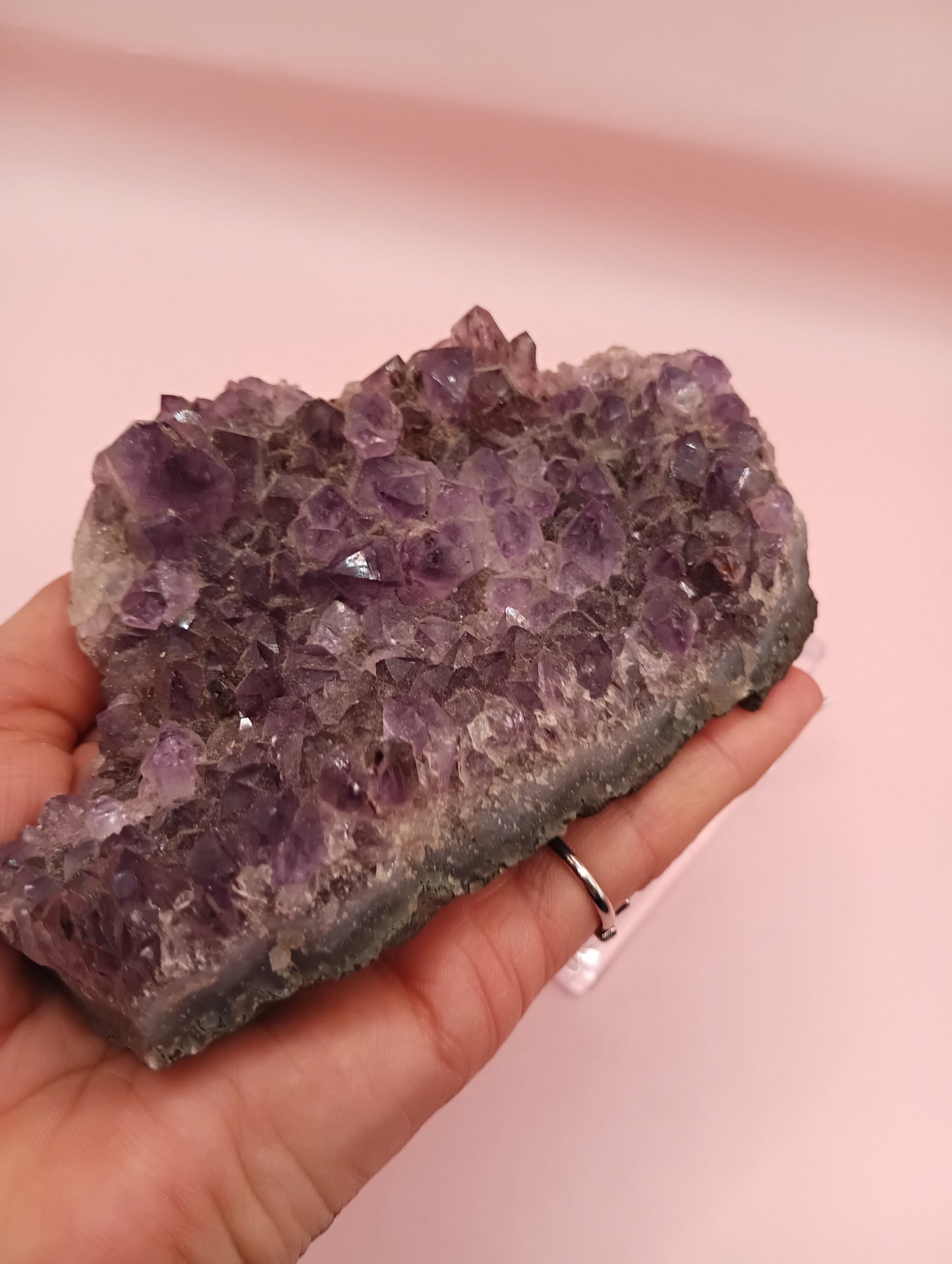 Natural Amethyst Cluster with Purple Quartz Points on Matrix – 4.7x3.5"