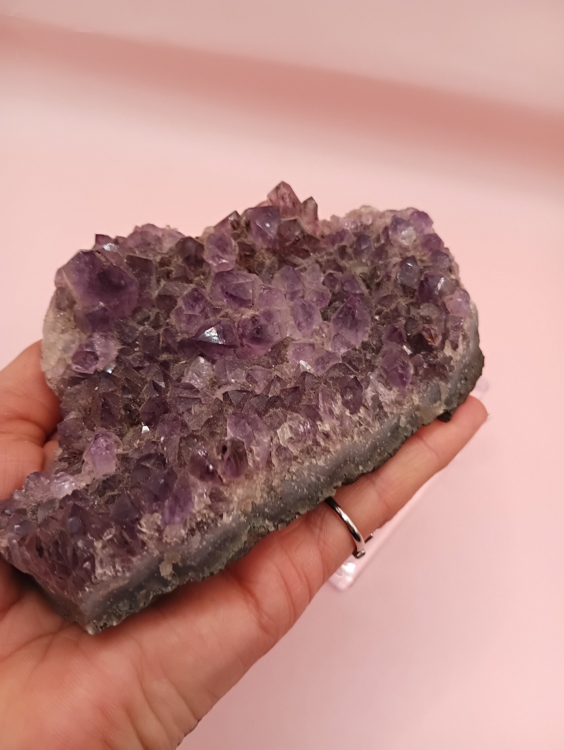 Natural Amethyst Cluster with Purple Quartz Points on Matrix – 4.7x3.5"