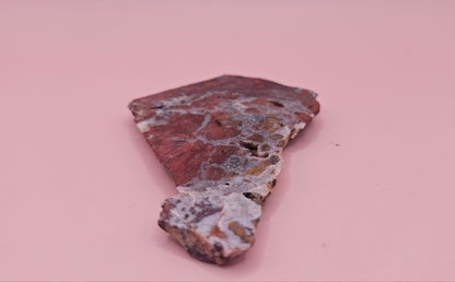 38 gram Hatch NM rhyolite slab with bold red, tan, and gray brecciated patterns and natural matrix textures – ideal for lapidary, crafting, or display