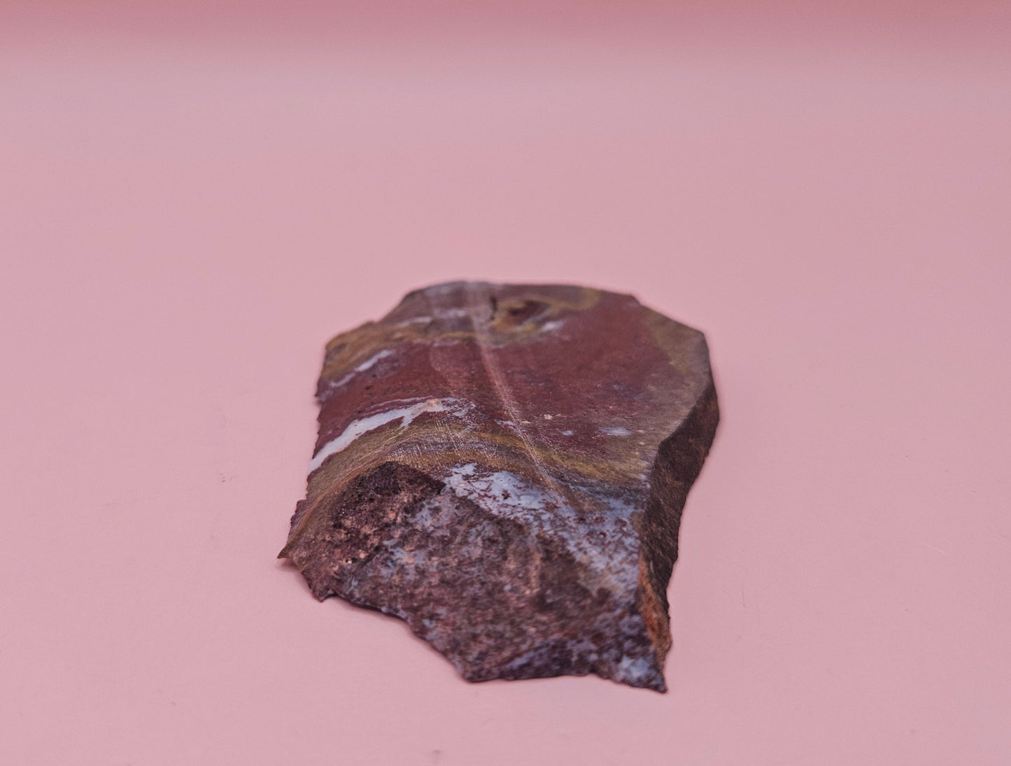 32 gram Hatch NM rhyolite slab with deep red, golden yellow, and gray flow banding – polished volcanic stone for display or lapidary use