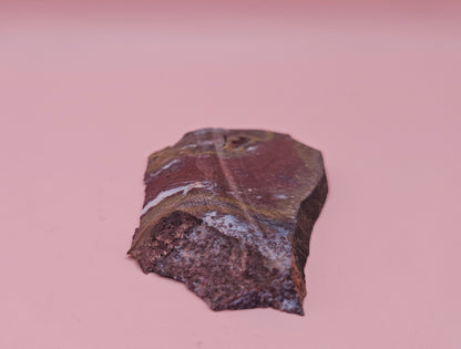 32 gram Hatch NM rhyolite slab with deep red, golden yellow, and gray flow banding – polished volcanic stone for display or lapidary use