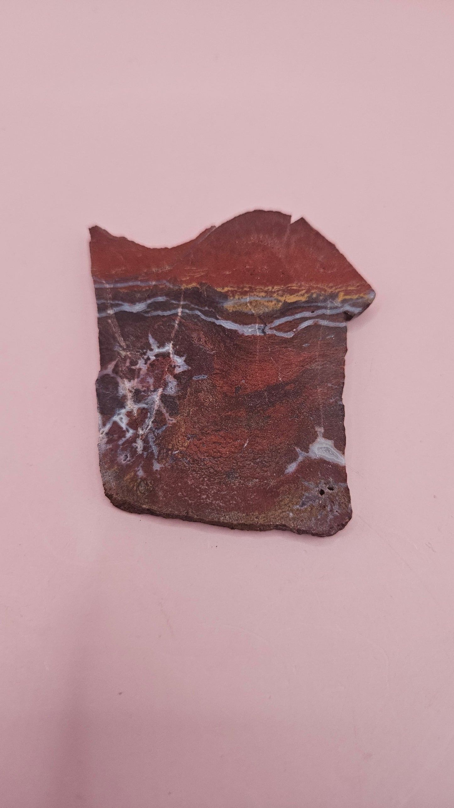 Noreena Jasper 39g slab with red, yellow, and gray banding – Australian jasper stone 