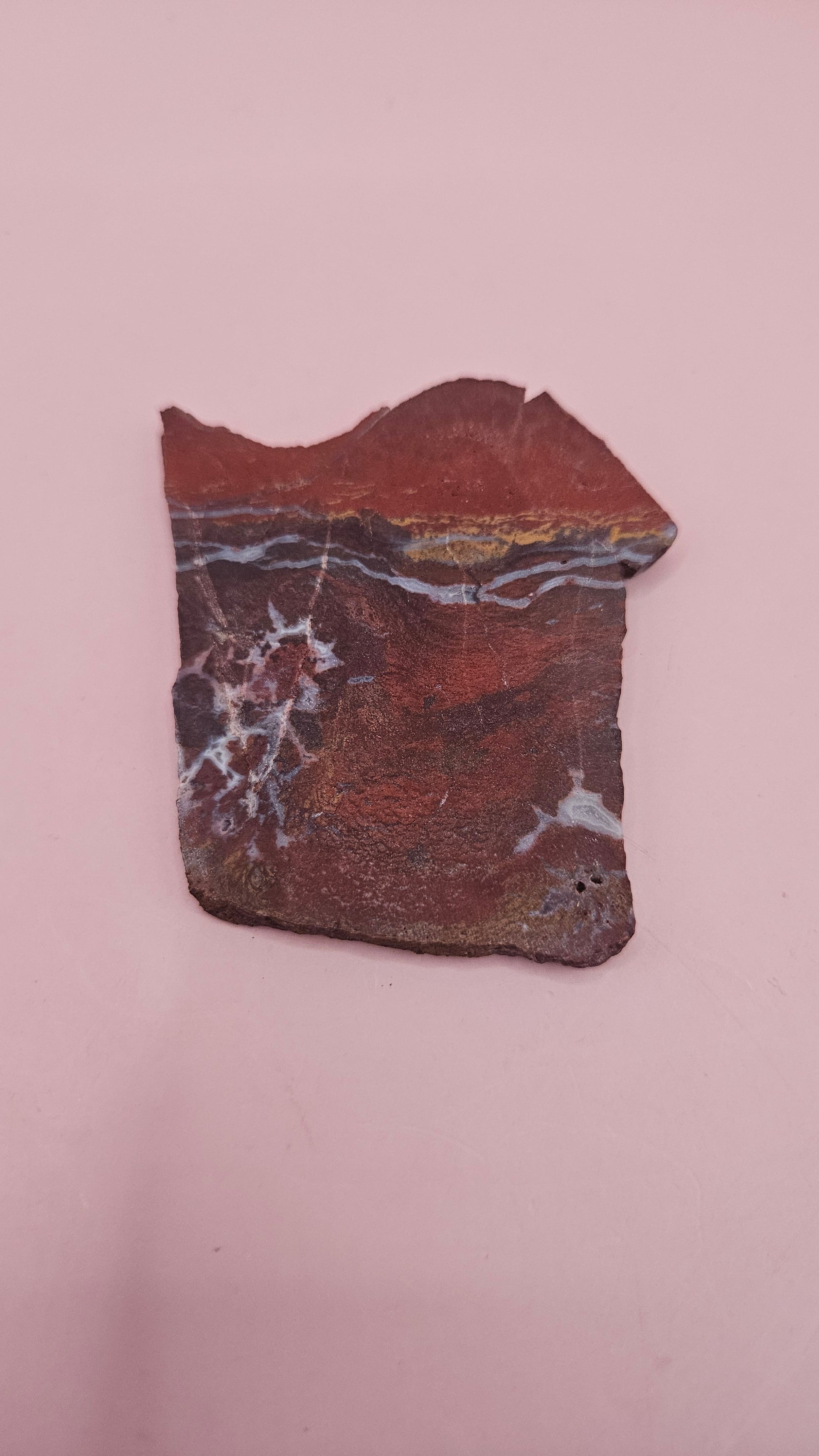 Noreena Jasper 39g slab with red, yellow, and gray banding – Australian jasper stone 